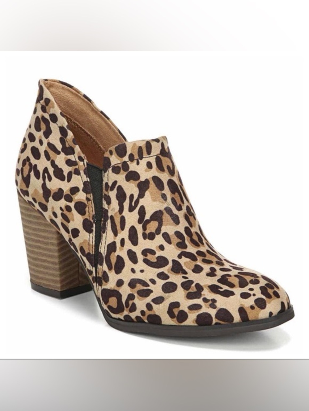 Dr. Scholl's Leopard Print Block Heel Ankle Booties - Brown/Tan - Picture 1 of 6